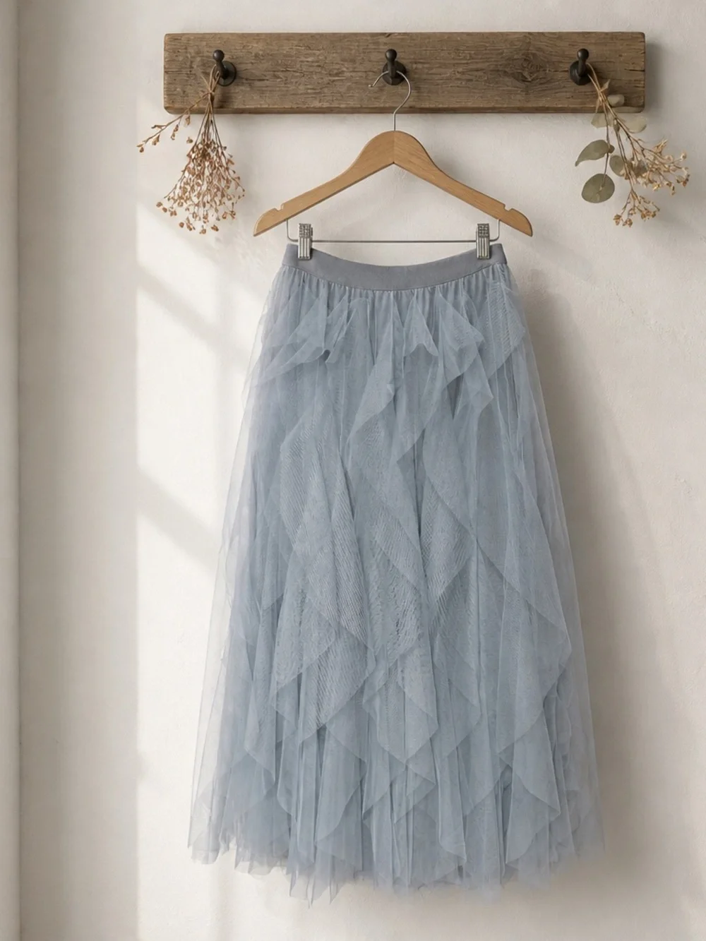 Soho Apparel Layered Tulle Maxi Skirt - Light Blue
